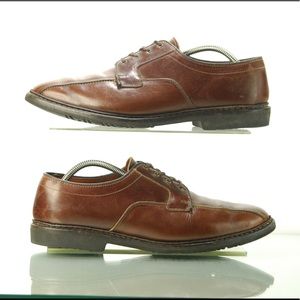 Allen Edmonds Mapleton Men’s 10.5 Brown Leather Bicycle toe Rubber Sole Shock ab